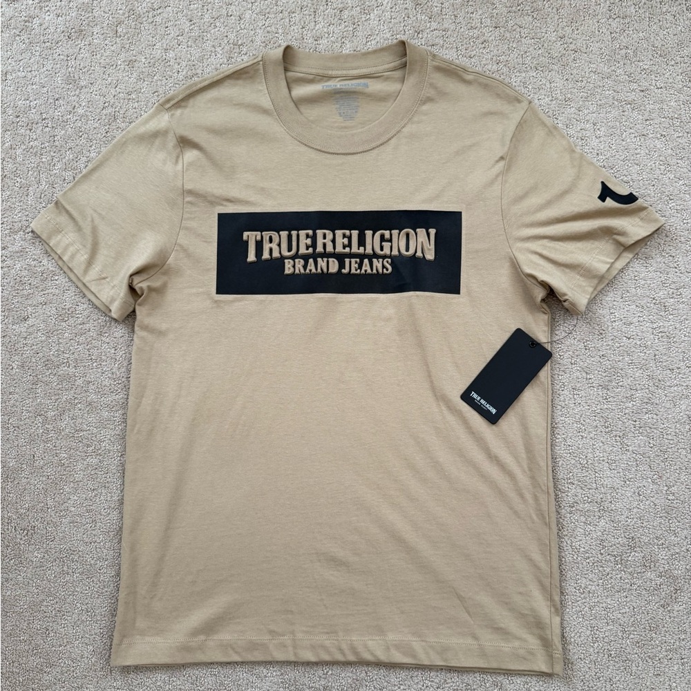 True Religion Tan Short Sleeve Crew Neck Tee
